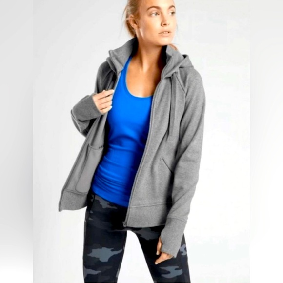 Athleta Triumph Hoodie in Charcoal Gray Heather - Picture 2 of 16